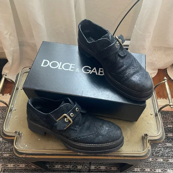 Vintage Dolce & Gabbana Monkstrap Suede Derby Shoes - Picture 4 of 5